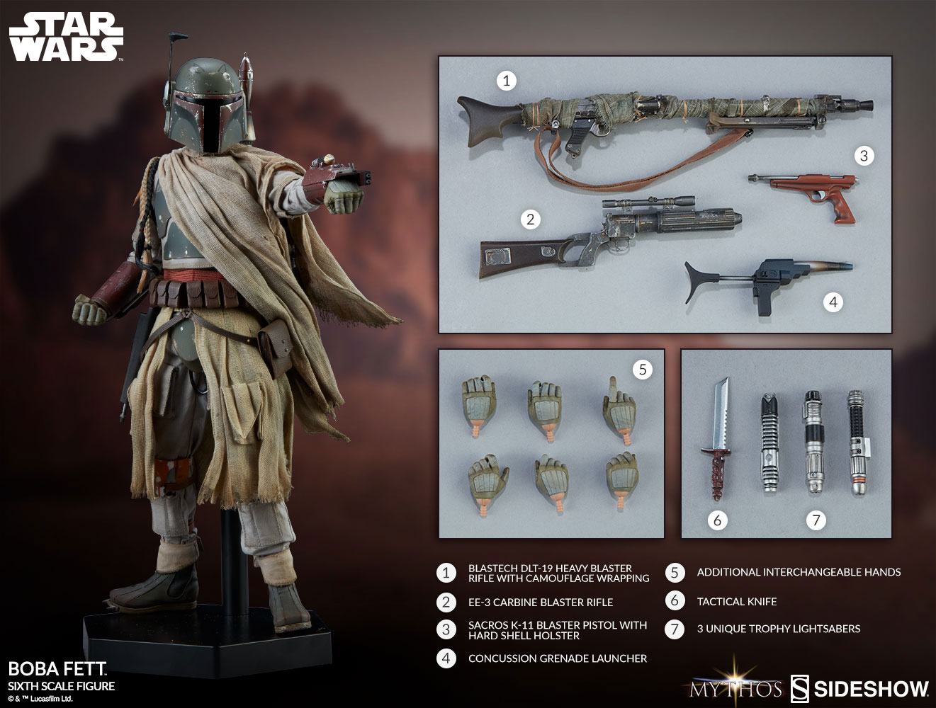 Star Wars Mythos Action Figure 1/6 Boba Fett 30 cm