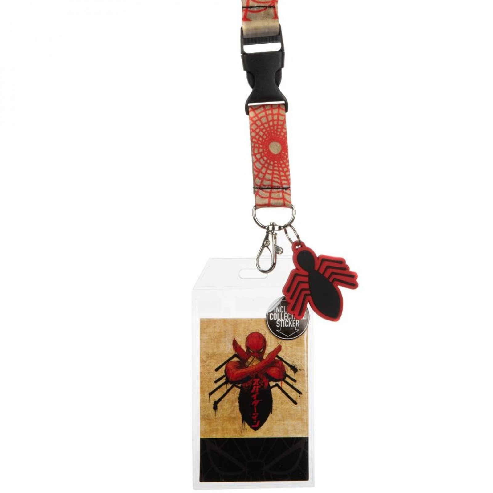 Spider-Man Crossed Arms Lanyard with Spider Charm and Sticker