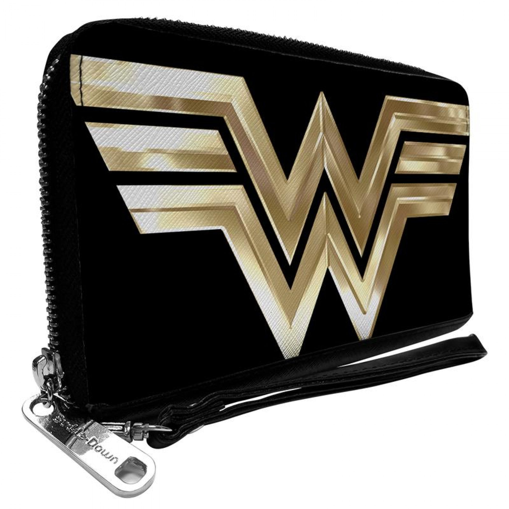 Wonder Woman 1984 Gold Logo Faux Leather Zip Around Wallet