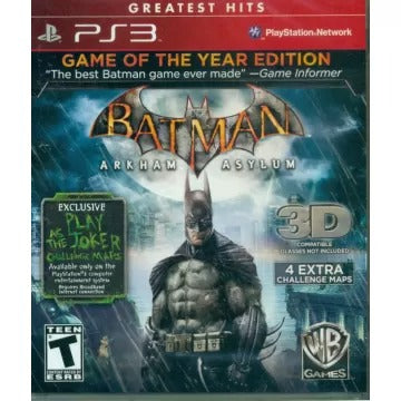 Batman: Arkham Asylum [Game of the Year Edition 3D] (Greatest Hits) PlayStation 3