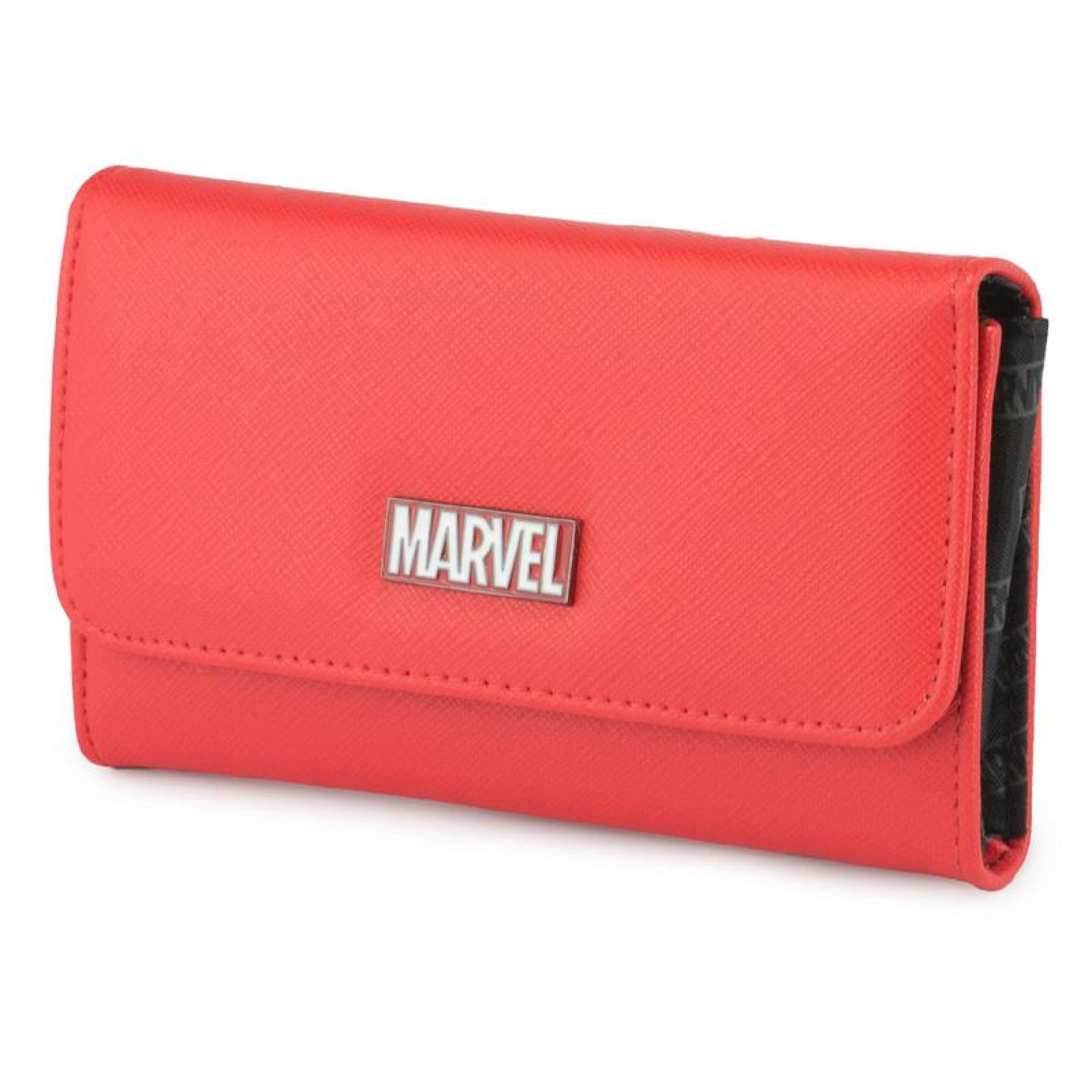 Marvel Brand Brick Metal Emblem Fold Over Saffiano Wallet