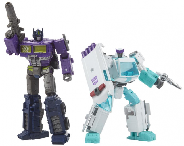 TRANSFORMERS GENERATIONS SELECTS WAR FOR CYBERTRON EARTHRISE SHATTERED GLASS OPTIMUS PRIME AND RATCHET DELUXE CLASS