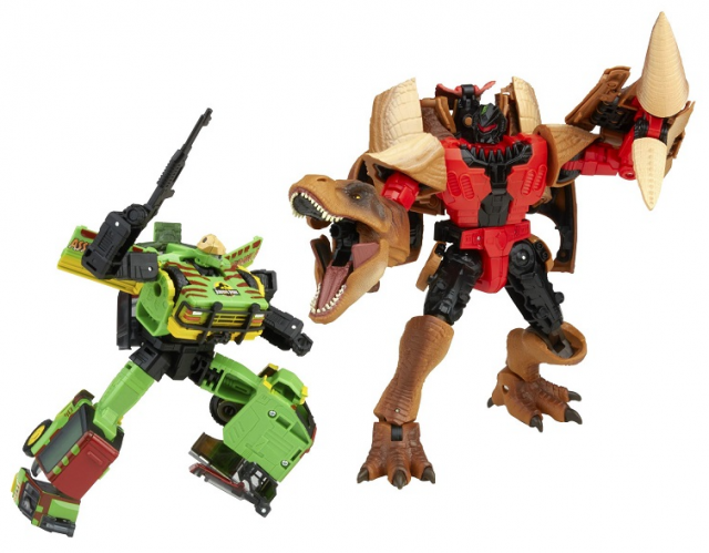 TRANSFORMERS COLLABORATIVE TYRANNOCON REX AND JP93 SET OF 2 JURASSIC PARK
