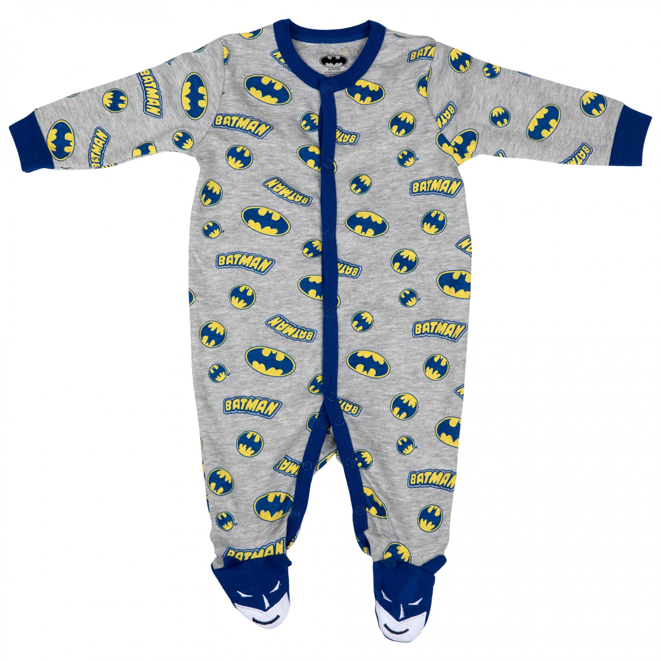 Batman Repeating Symbol Novelty Sleep and Play Footed Pajamas