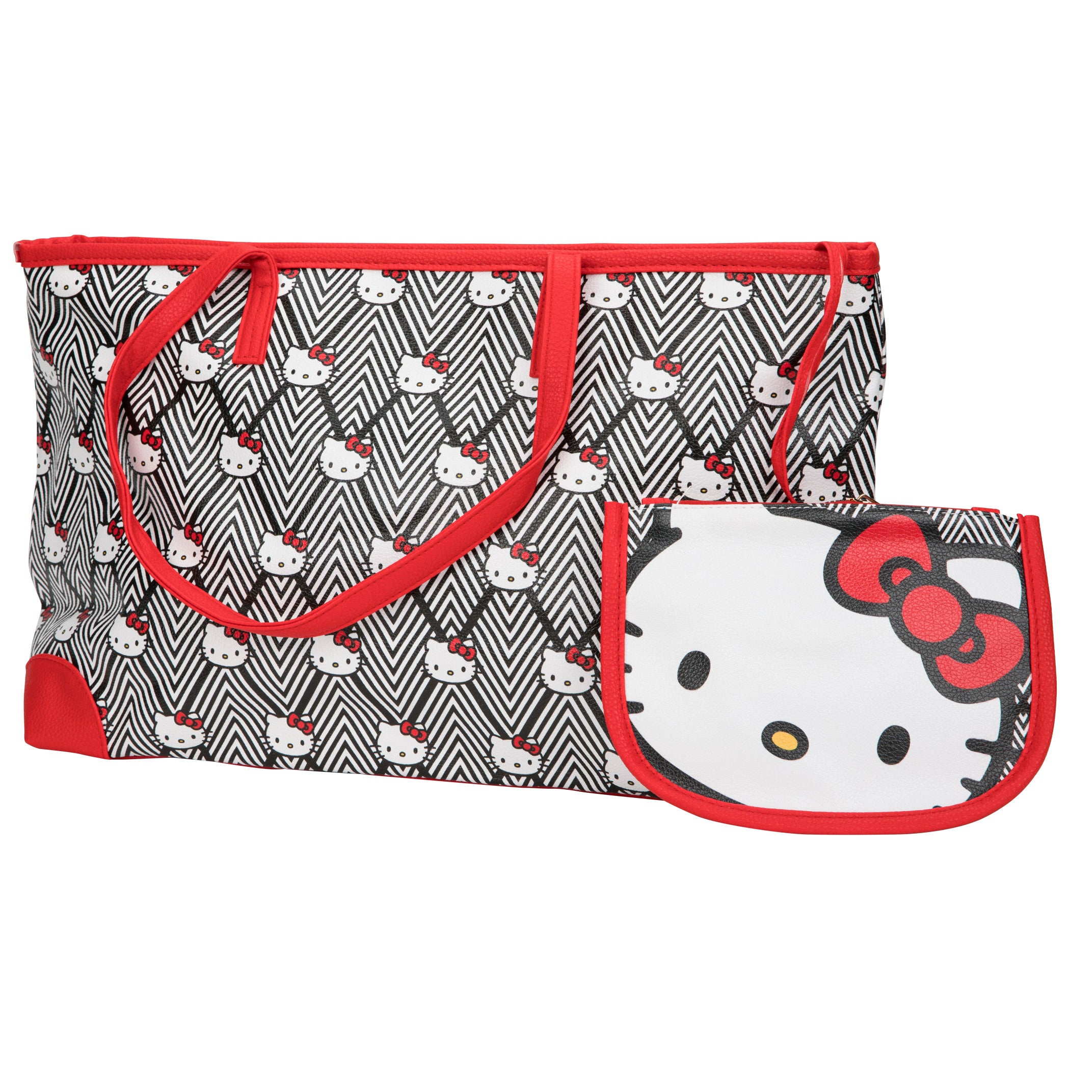 Hello Kitty Face Print Large Tote Bag with Coin Purse