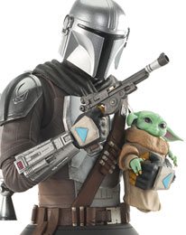Star Wars: The Mandalorian Bust 1/6 The Mandalorian with Grogu 15 cm