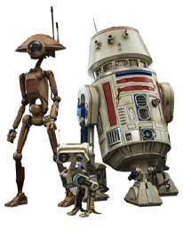 Star Wars The Mandalorian Action Figures 1/6 R5-D4, Pit Droid, & BD-72
