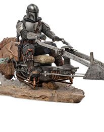 Star Wars The Mandalorian Deluxe Art Scale Statue 1/10 Mandalorian on Speederbike 18 cm