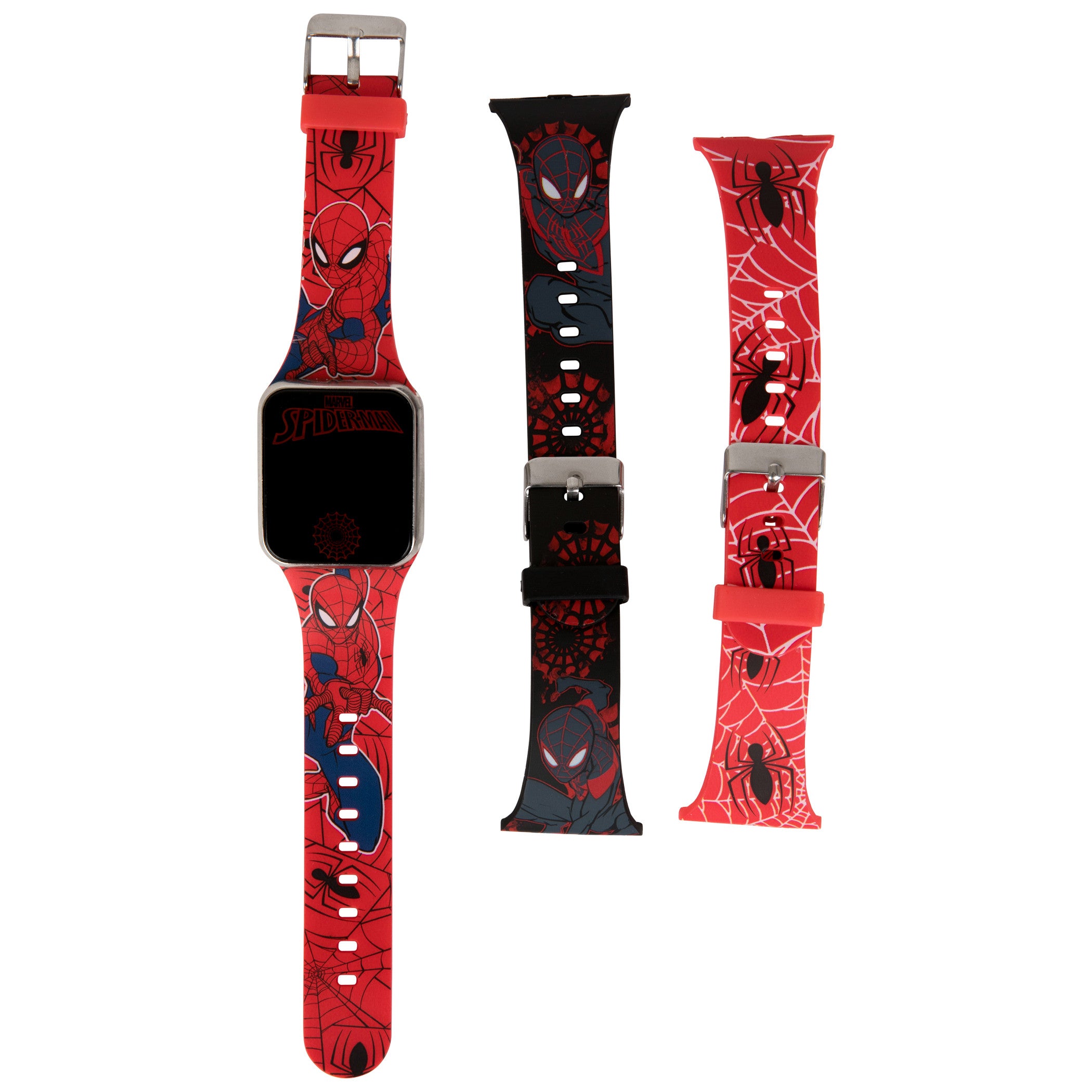Spider-Man and Miles Morales Kid's Interchangeable LCD Watch Set