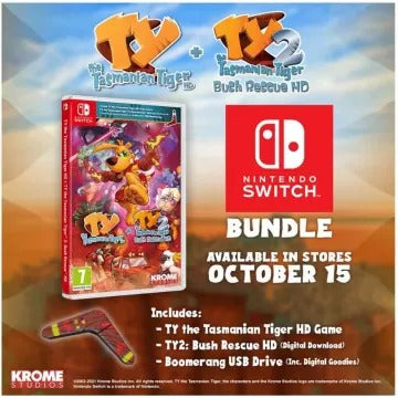 TY the Tasmanian Tiger HD + TY the Tasmanian Tiger 2: Bush Rescue HD Bundle Nintendo Switch