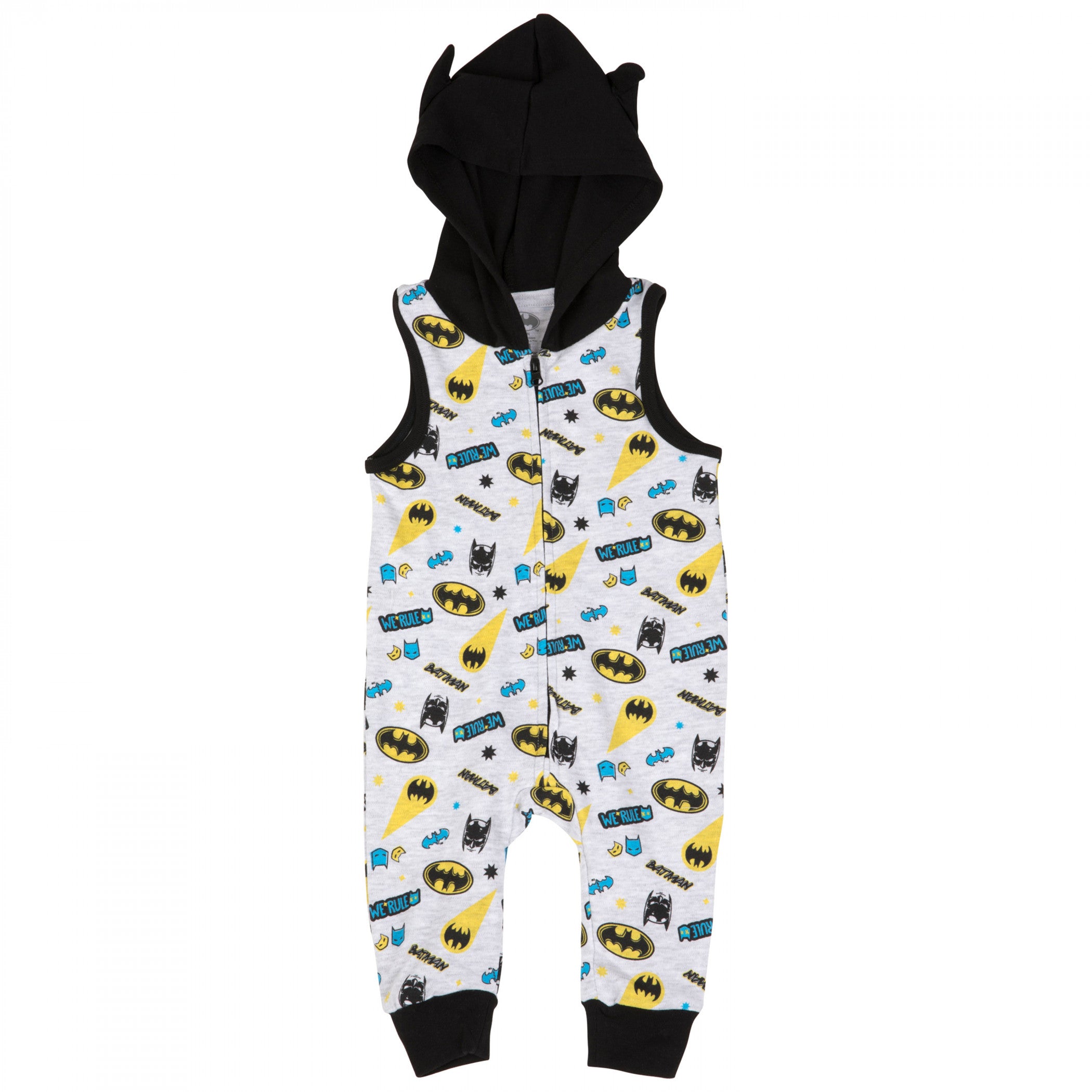 Batman Symbols and Logos All Over Print Sleeveless Hooded Romper