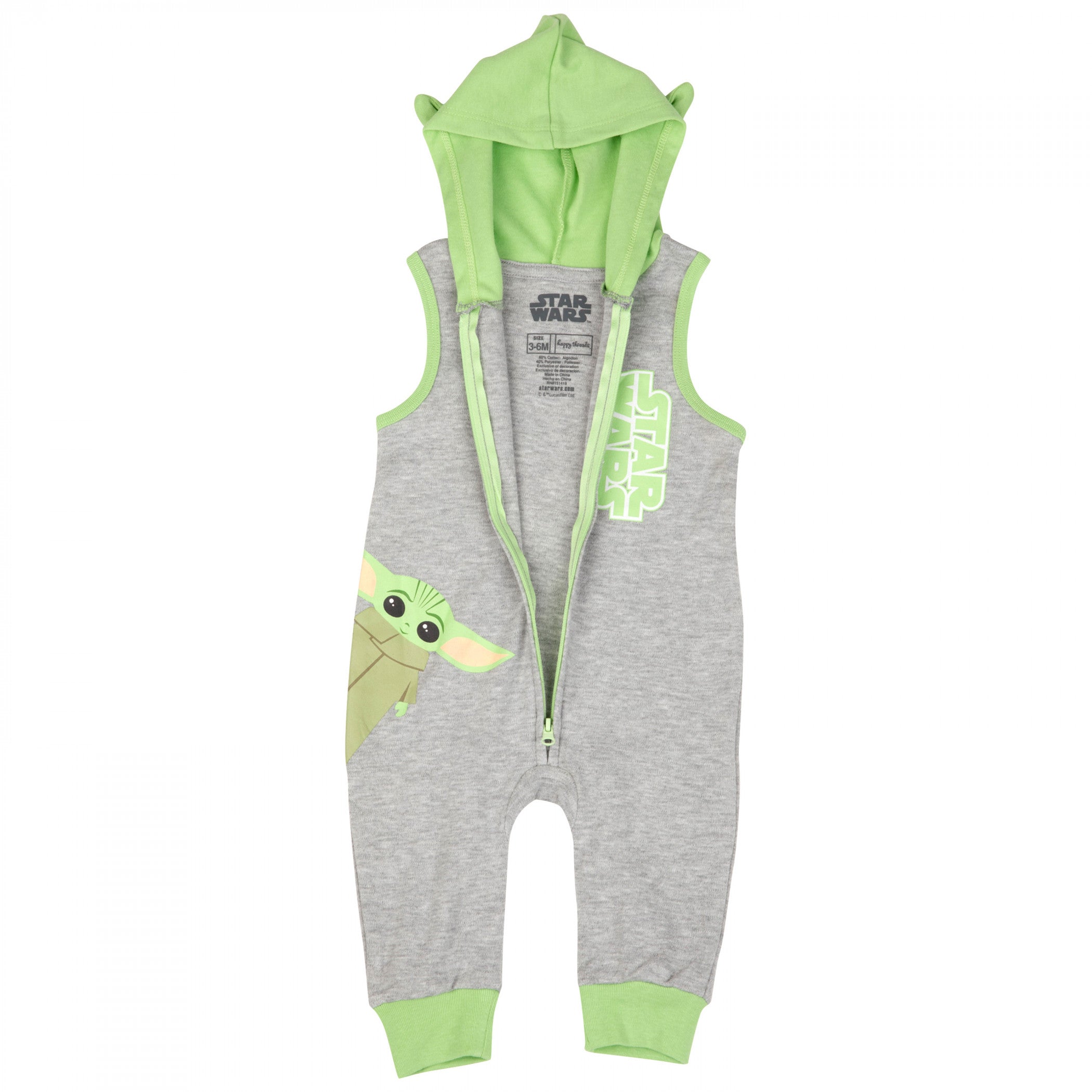 Star Wars Grogu I'm All Ears Sleeveless Hooded Romper