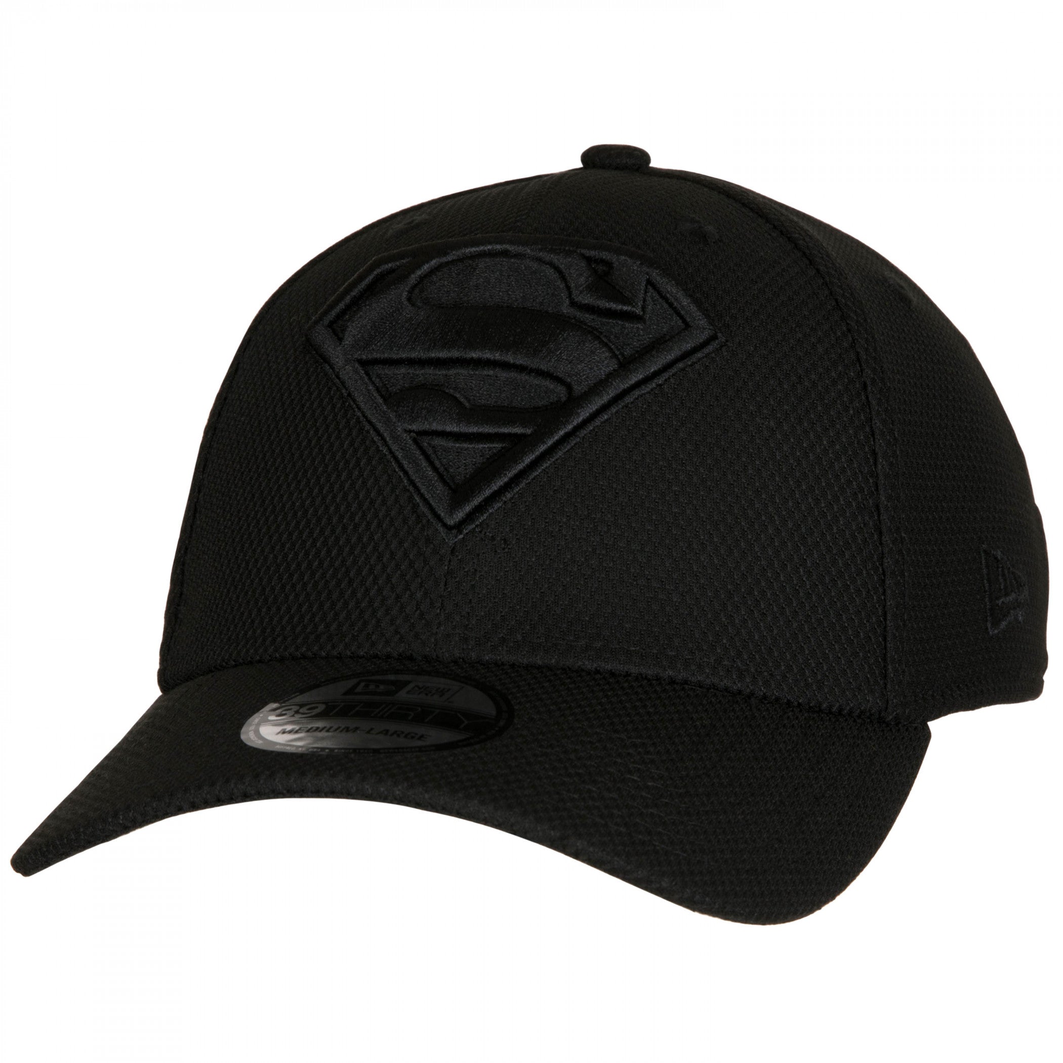 Superman Symbol Black on Black New Era 39Thirty Fitted Hat