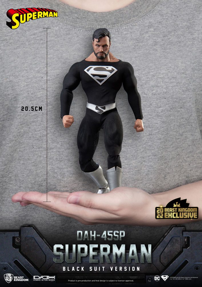 DC Comics Dynamic 8ction Heroes Action Figure 1/9 Superman Black Suit 20 cm