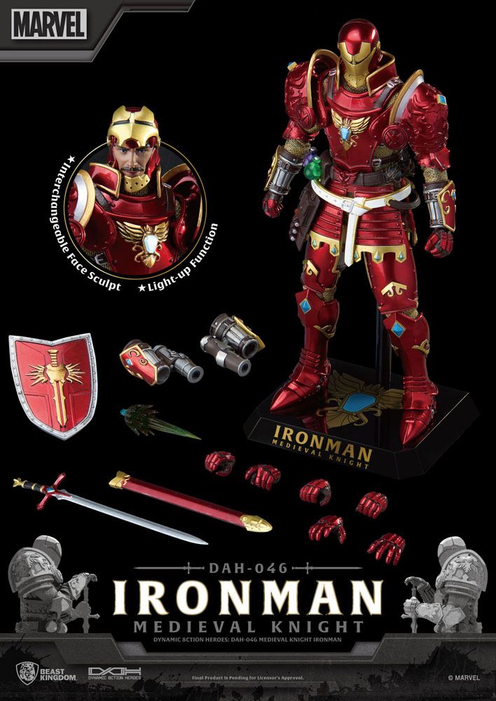 Marvel Dynamic 8ction Heroes Action Figure 1/9 Medieval Knight Iron Man 20 cm