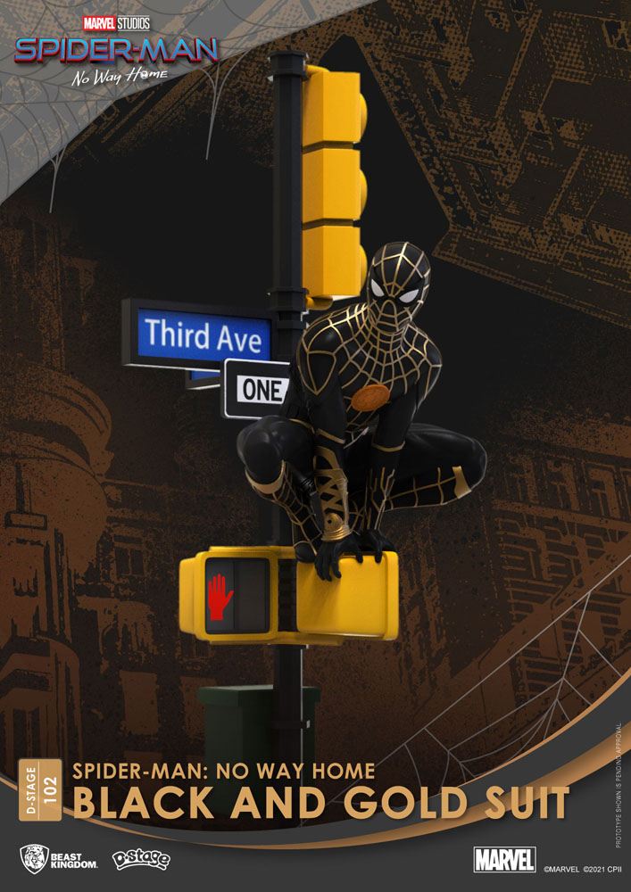 Spider-Man: No Way Home D-Stage PVC Diorama Spider-Man Black and Gold Suit 25 cm