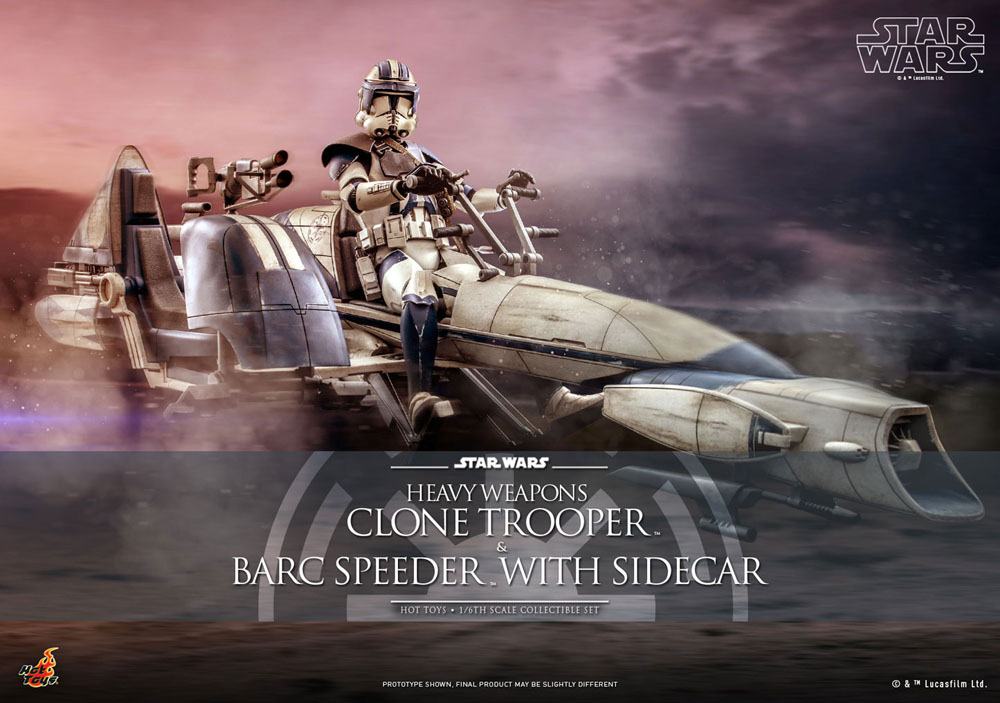 Star Wars The Clone Wars Action Figure 1/6 Heavy Weapons Clone Trooper & BARC Speeder with Sidecar 30 cm