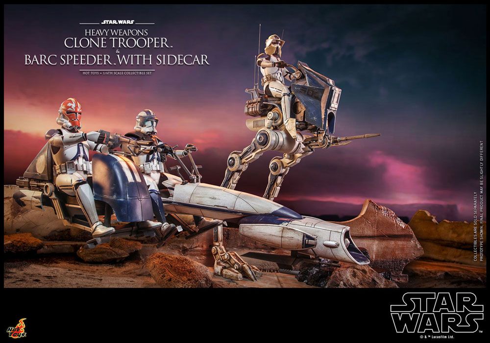 Star Wars The Clone Wars Action Figure 1/6 Heavy Weapons Clone Trooper & BARC Speeder with Sidecar 30 cm