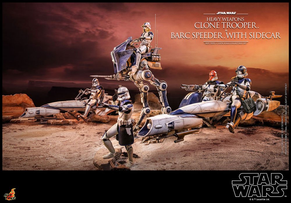 Star Wars The Clone Wars Action Figure 1/6 Heavy Weapons Clone Trooper & BARC Speeder with Sidecar 30 cm