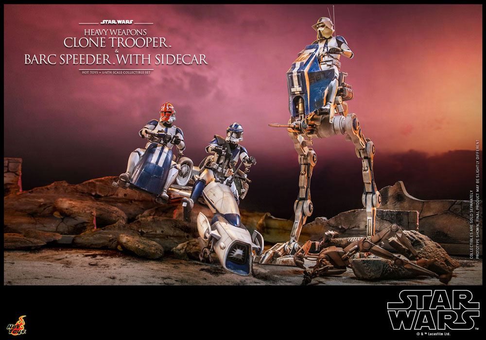 Star Wars The Clone Wars Action Figure 1/6 Heavy Weapons Clone Trooper & BARC Speeder with Sidecar 30 cm