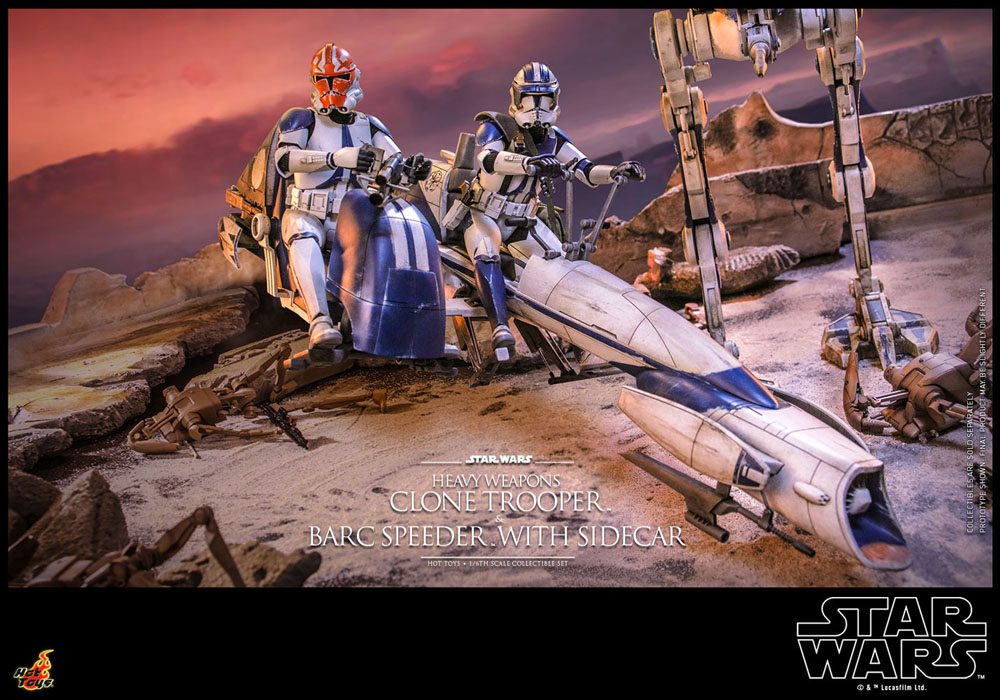 Star Wars The Clone Wars Action Figure 1/6 Heavy Weapons Clone Trooper & BARC Speeder with Sidecar 30 cm